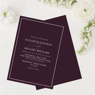 Invitación a la boda del guión clásico púrpura for