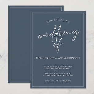 Invitación a la boda del guión de la opulencia azu