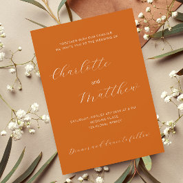 Invitación a la boda del guión de naranja quemado