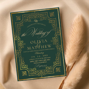Invitación a la boda del guión de oro de oro de es