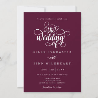 Invitación a la boda del guión Minimalista clásico