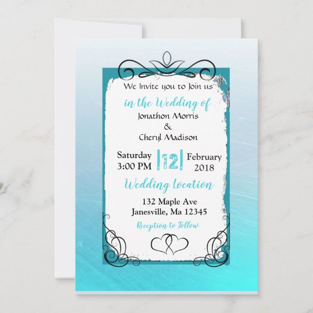Invitación a la boda del guión negro del gradiente (Anverso)