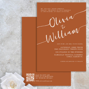 Invitación a la boda del guión QR del Naranja quem