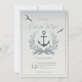 Invitación a la boda del heraldo de ancla nautica