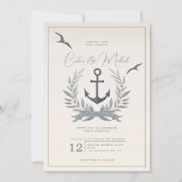 Invitación a la boda del heraldo de ancla nautica