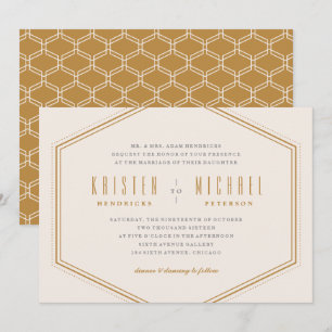 Invitación a la boda del hexágono clásico - Oro
