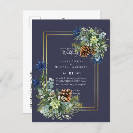 Invitación a la boda del hilo azul del invierno