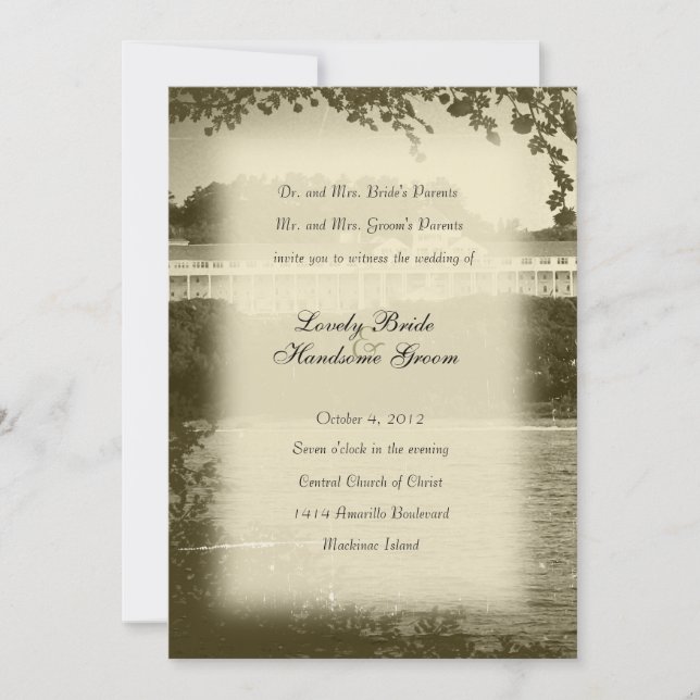 Invitación a la boda del hotel Mackinac Island (Anverso)