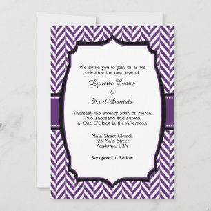Invitación a la boda del hueso blanco púrpura