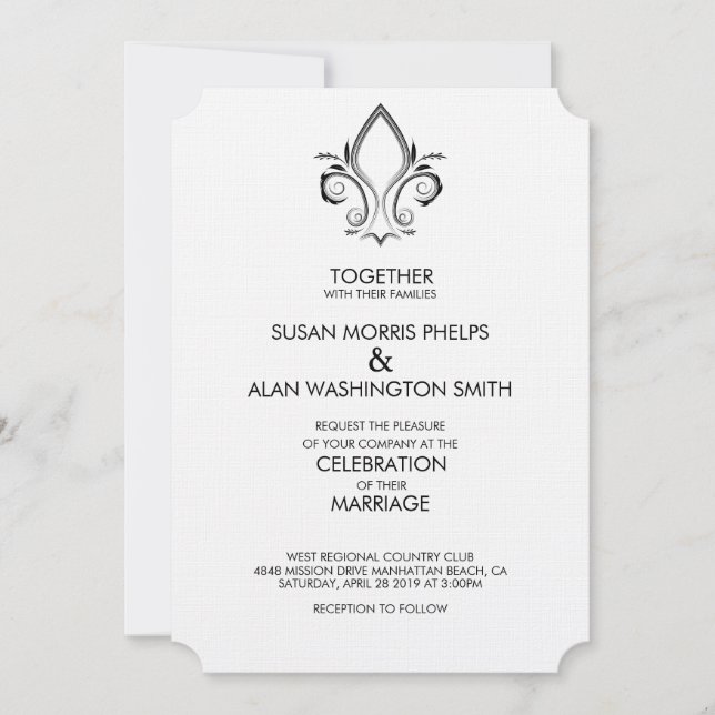 Invitación a la boda del icono de Fleur De Lis (Anverso)