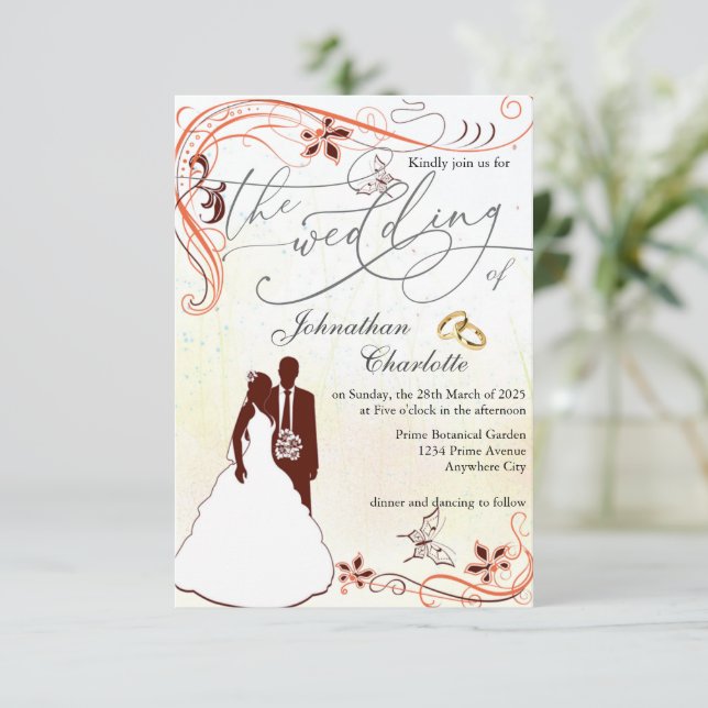 Invitación a la boda del ilustracion de novias (Anverso de pie)