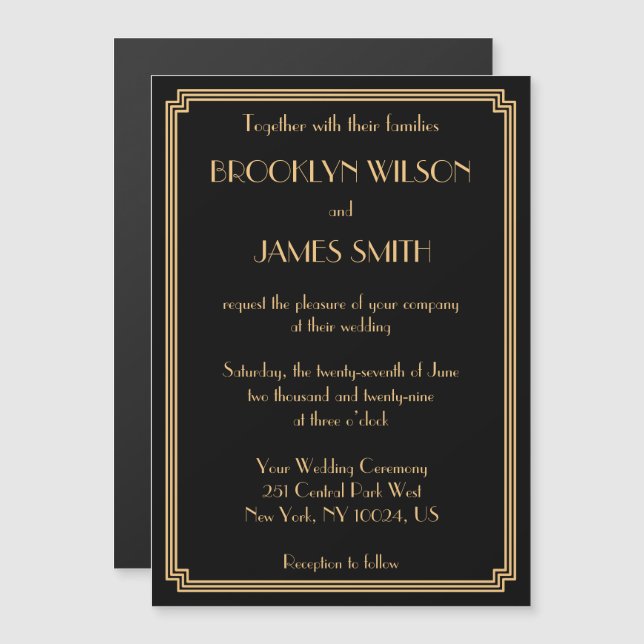 Invitación a la boda del imán negro del Gran Gatsb (Anverso/Reverso)