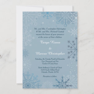 Invitación a la boda del invierno con copo de niev