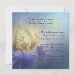 Invitación a la boda del iris morado y amarillo