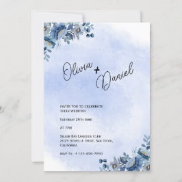 Invitación a la boda del jardín azul de la moda