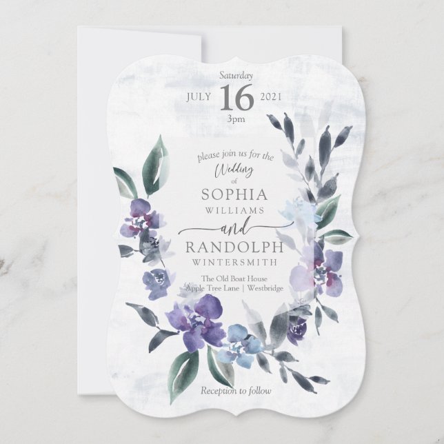 Invitación A La Boda Del Jardín De Flores Polvorie (Anverso)
