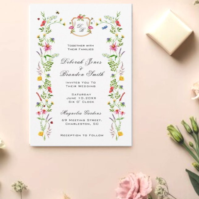 Invitación a la boda del jardín de flores silvestr (Subido por el creador)