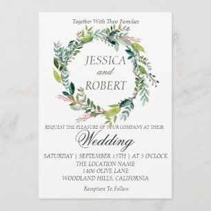 Invitación a la boda del jardín de la flor de agua