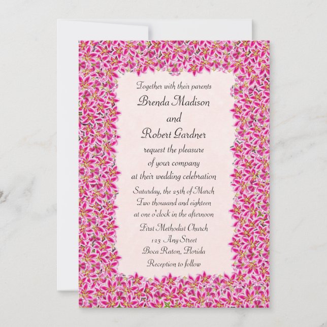 Invitación a la boda del jardín del estelar rosa L (Anverso)
