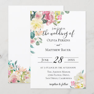 Invitación a la boda del jardín floral de Pastel