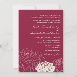Invitación a la boda del jardín Rosa - Rojo rico