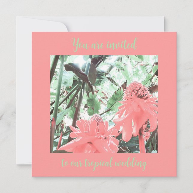 Invitación a la boda del Jardín Tropical Peach (Anverso)