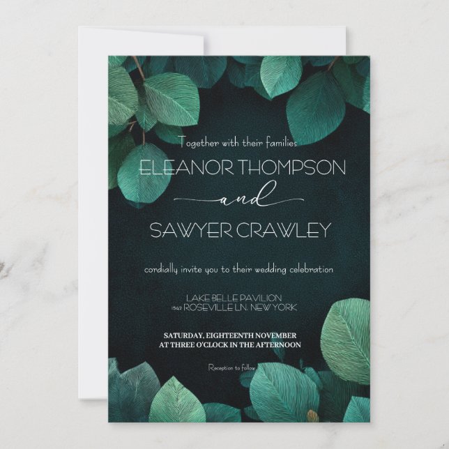 Invitación a la boda del jardín verde exuberante (Anverso)