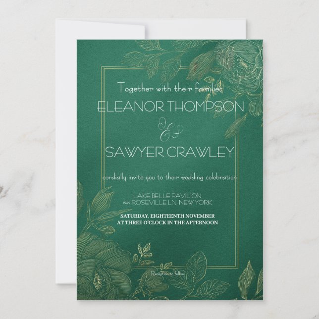 Invitación a la boda del jardín verde exuberante (Anverso)