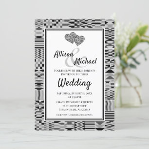 Invitación a la boda del Kente K46 blanco negro af