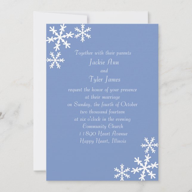 Invitación a la boda del lago de nieve (Anverso)