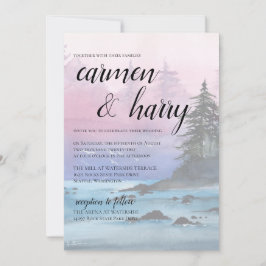 Invitación a la boda del lago Watercolor Sunset