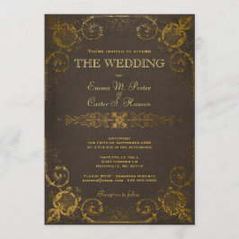 Invitación a la boda del libro de cuero de época