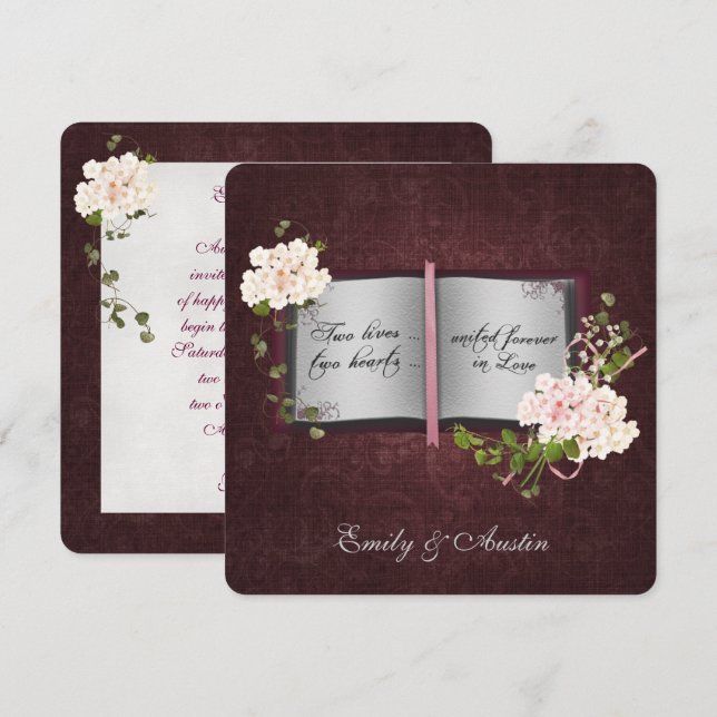 Invitación a la boda del libro de historias (Anverso / Reverso)