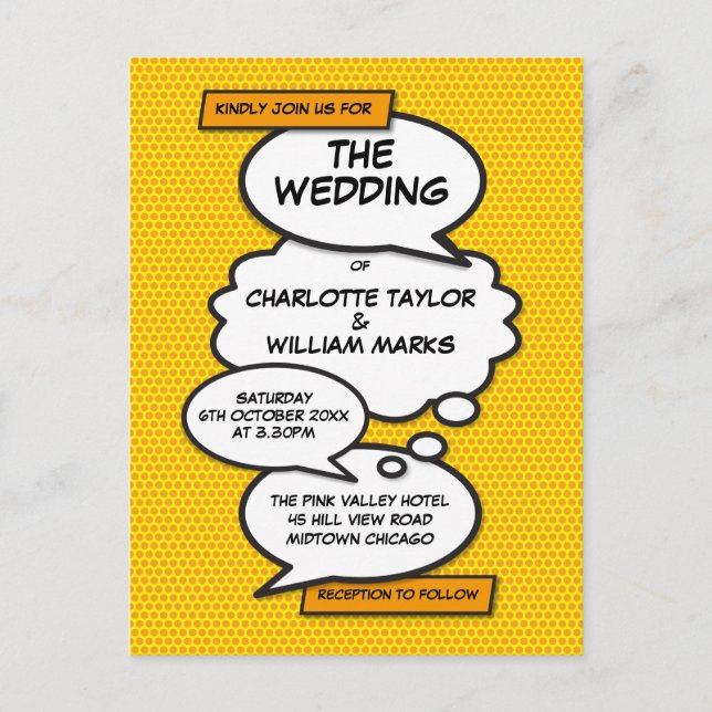 Invitación a la boda del libro de historietas Pop  (Anverso)