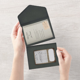 Invitación a la boda del libro de oro verde sabio