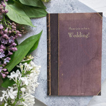 Invitación a la boda del libro morado vintage