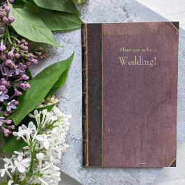Invitación a la boda del libro morado vintage