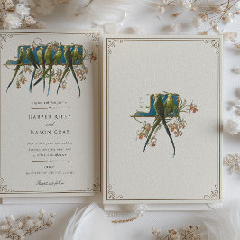 Invitación a la boda del loro ornado clásico