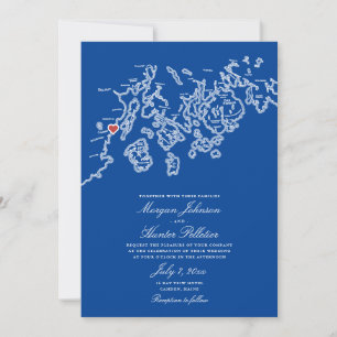 Invitación a la boda del Mapa Camden Maine - Penob