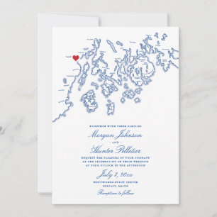 Invitación a la boda del mapa de Belfast Maine - P