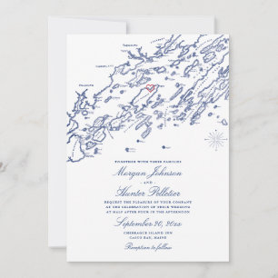Invitación a la boda del mapa de la isla de Chebea