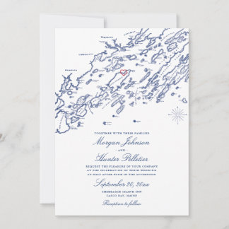 Invitación a la boda del mapa de la isla de Chebea