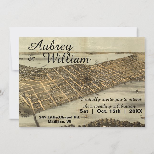 Invitación a la boda del Mapa de la Viña Rusa de M (Reverso)
