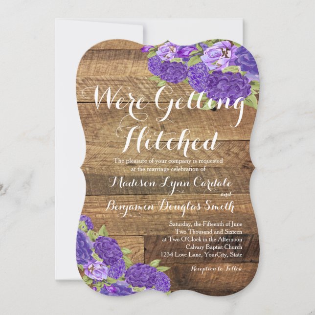 Invitación a la boda del MAPA de Madera Púrpura de (Anverso)