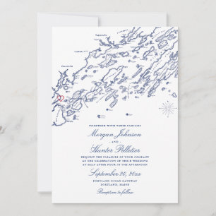 Invitación a la boda del mapa de Portland Maine