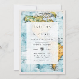 Invitación a la boda del mapa de viajes