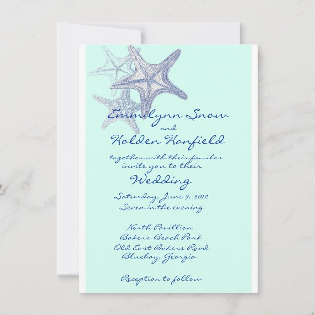 invitación a la boda del mar azul (Anverso)