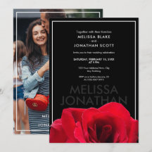 Invitación a la boda del marco blanco de rosa negr