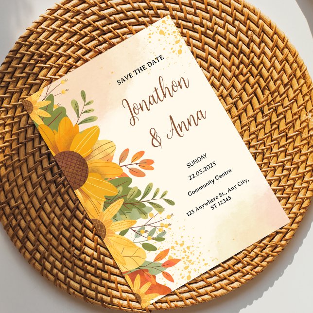 Invitación a la boda del marco de la flor amarilla (Subido por el creador)