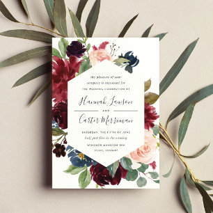 Invitación a la boda del marco de la floración rad